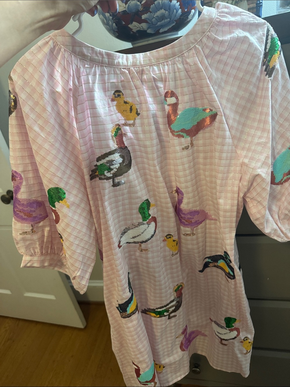 QS Pink Embroidered Duck Button-Front dress - Picture 3 of 3